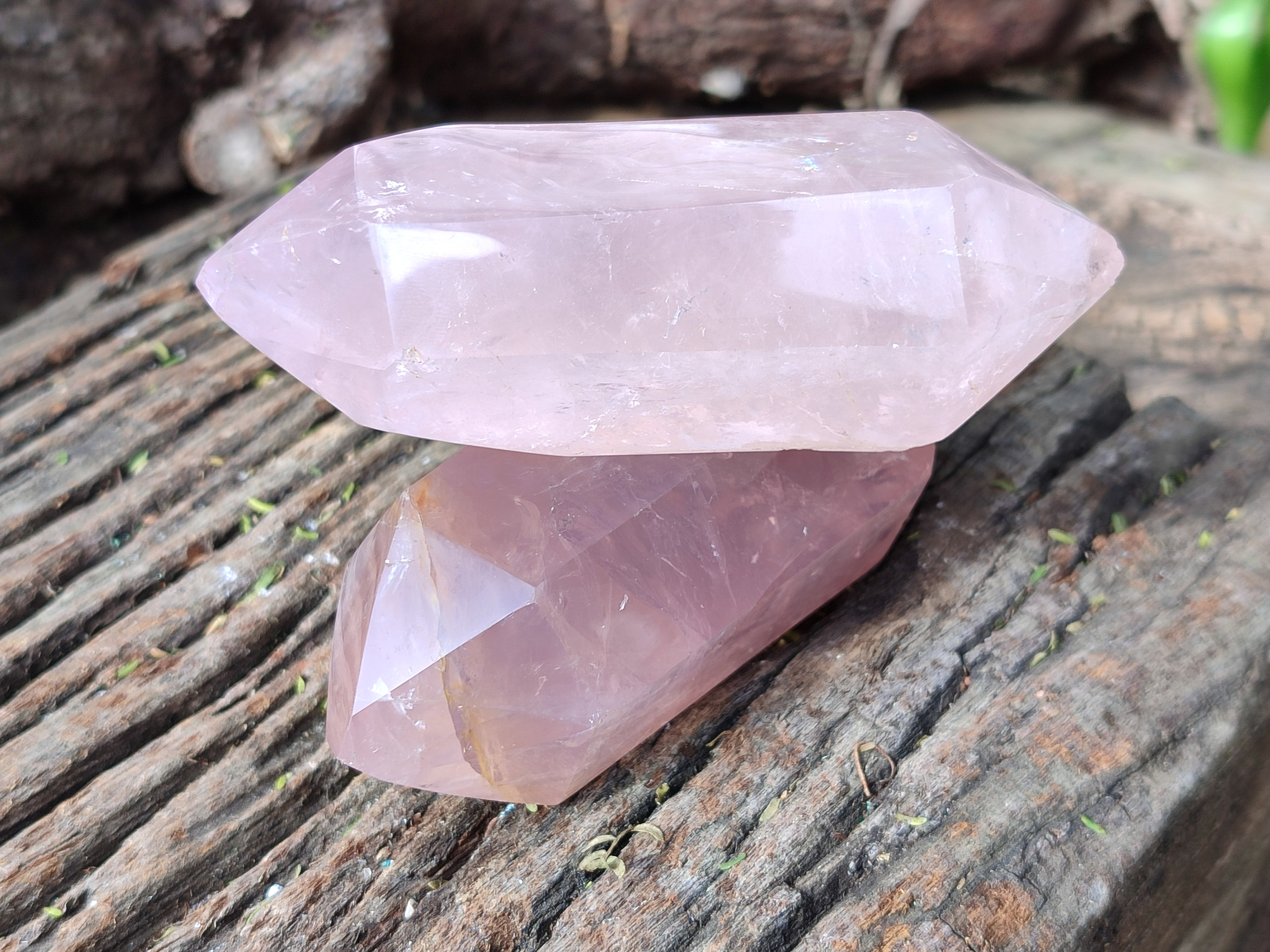 Polished Double Terminated Rose Quartz Points x 6 From Ambatondrazaka, Madagascar - Toprock Gemstones and Minerals 