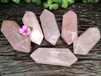 Polished Double Terminated Rose Quartz Points x 6 From Ambatondrazaka, Madagascar - Toprock Gemstones and Minerals 