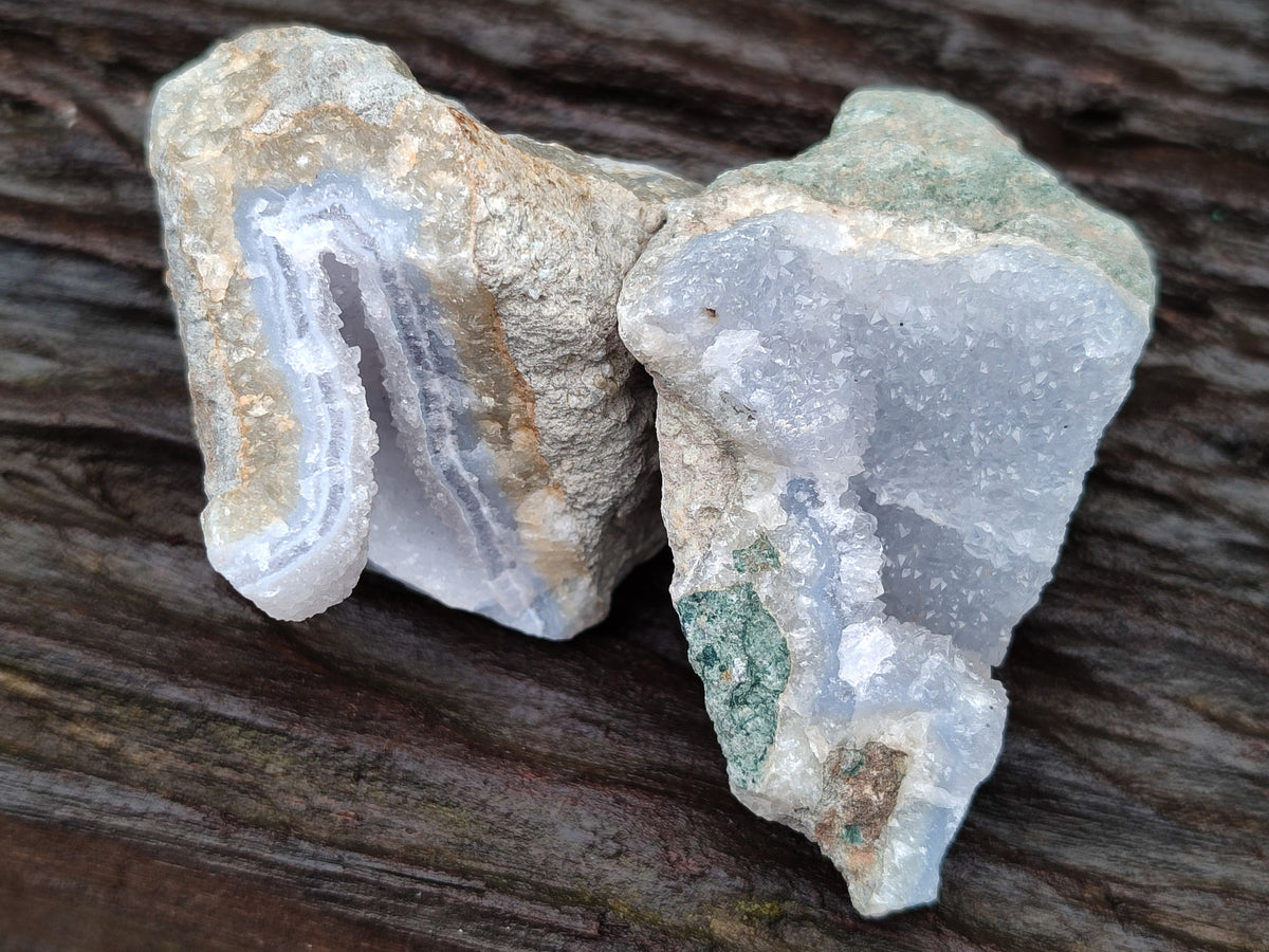 Natural Blue Lace Agate Geode Specimens x 12 From Nsanje, Malawi - Toprock Gemstones and Minerals 