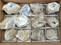 Natural Blue Lace Agate Geode Specimens x 12 From Nsanje, Malawi