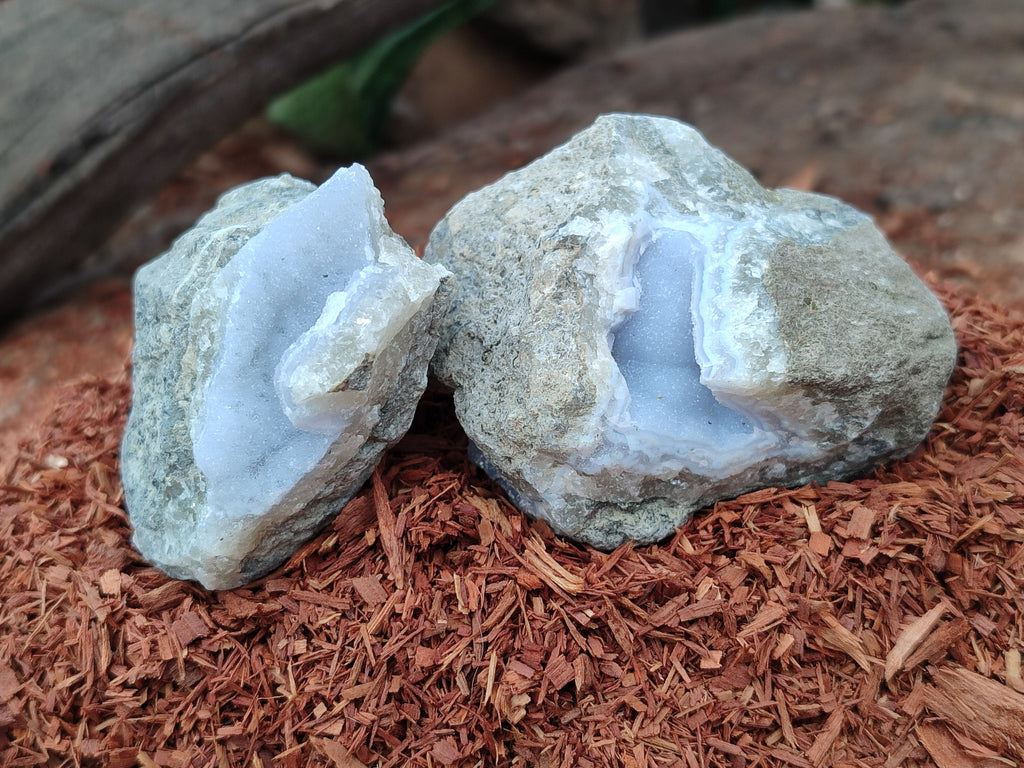 Natural Blue Lace Agate Geode Specimens x 12 From Nsanje, Malawi - Toprock Gemstones and Minerals 