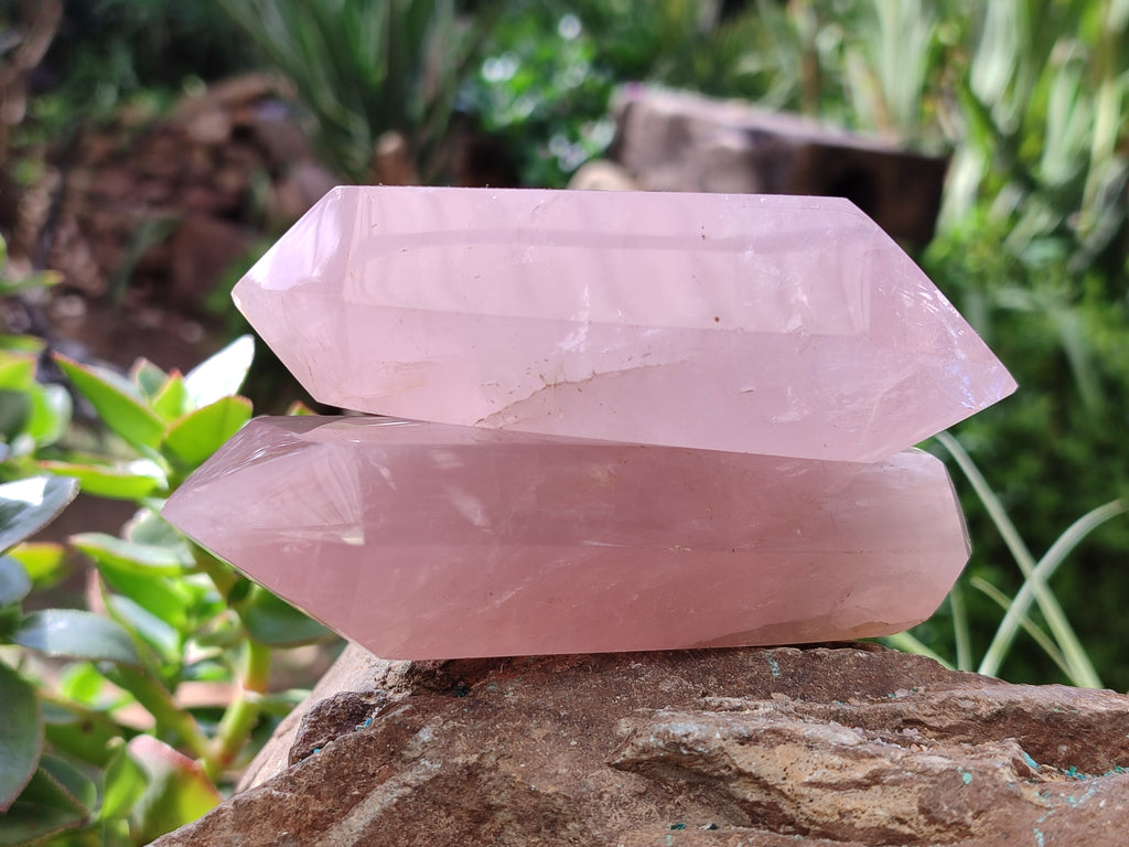 Polished Double Terminated Rose Quartz Points x 12 From Ambatondrazaka, Madagascar - Toprock Gemstones and Minerals 