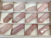 Polished Double Terminated Rose Quartz Points x 12 From Ambatondrazaka, Madagascar