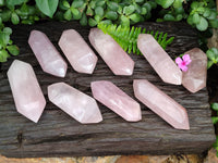 Polished Double Terminated Rose Quartz Points x 12 From Ambatondrazaka, Madagascar