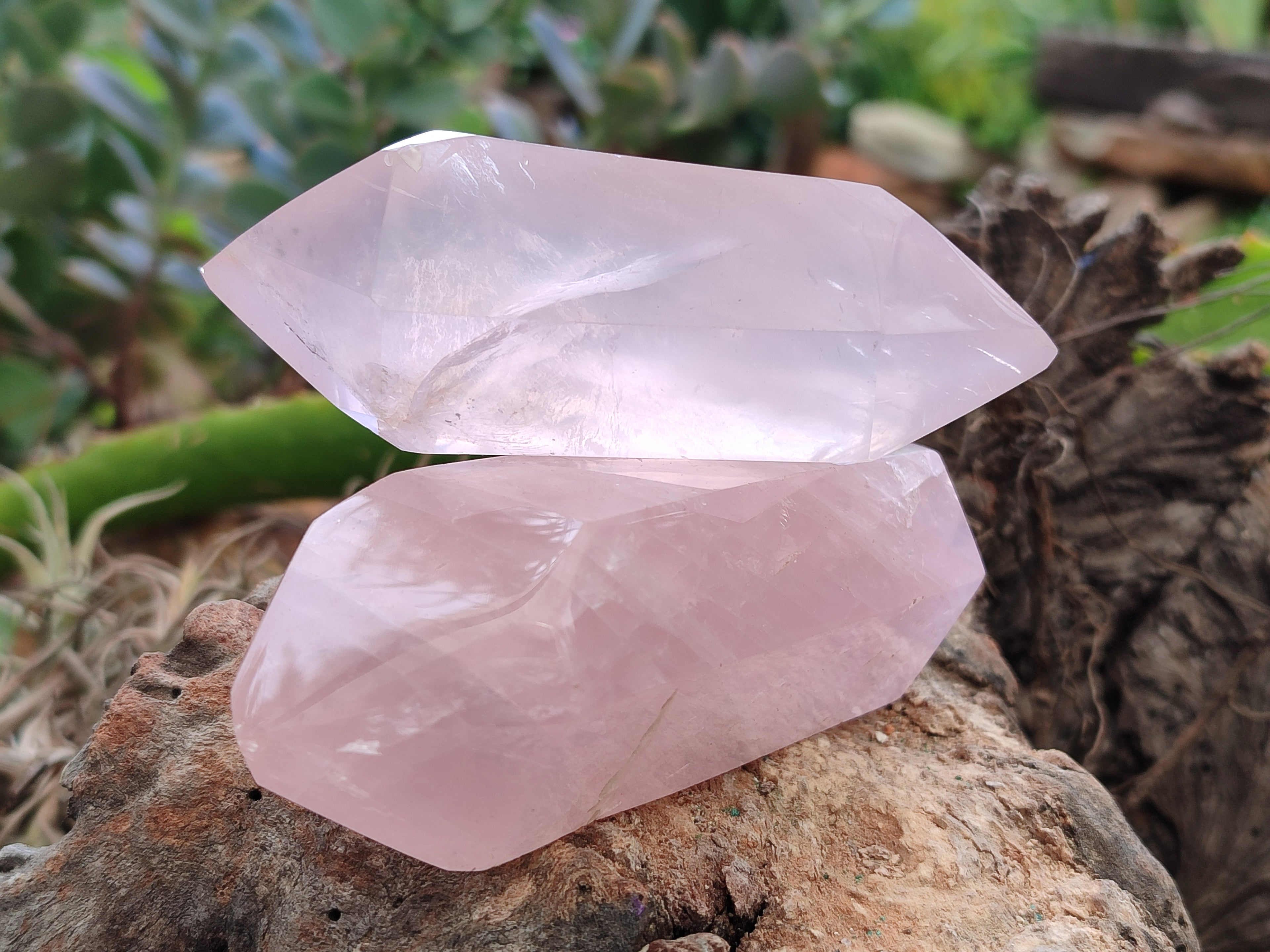 Polished Double Terminated Rose Quartz Points x 12 From Ambatondrazaka, Madagascar - Toprock Gemstones and Minerals 