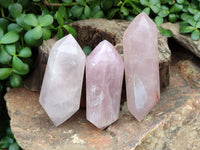 Polished Double Terminated Rose Quartz Points x 12 From Ambatondrazaka, Madagascar