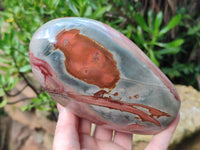 Polished Polychrome Jasper Standing Free Forms x 2 From Northwest Coast, Madagascar