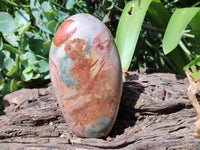 Polished Polychrome Jasper Standing Free Forms x 2 From Northwest Coast, Madagascar