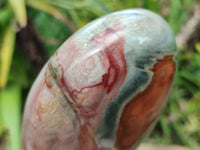 Polished Polychrome Jasper Standing Free Forms x 2 From Northwest Coast, Madagascar