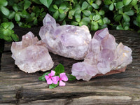 Natural Jacaranda Amethyst Quartz Cluster x 3 From Mumbwa, Zambia