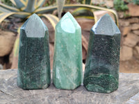 Polished Fuchsite Point-Prism x 4 From Madagascar