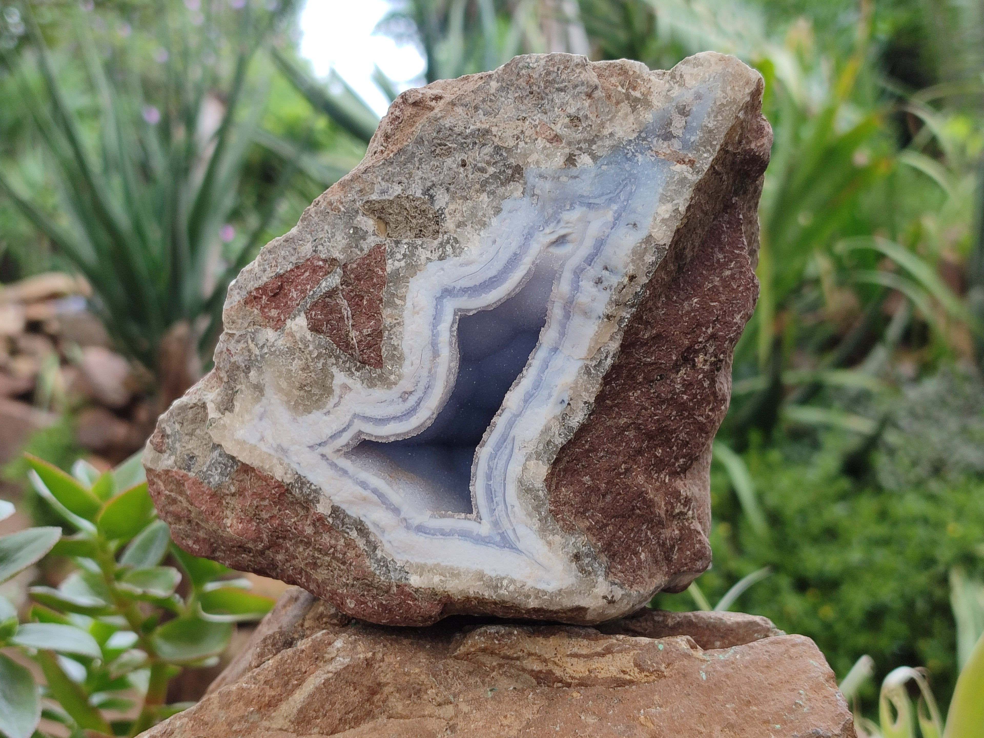 Natural Blue Lace Agate Geode Specimens x 3 From Nsanje, Malawi - Toprock Gemstones and Minerals 