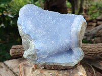 Natural Blue Lace Agate Geode Specimens x 3 From Nsanje, Malawi