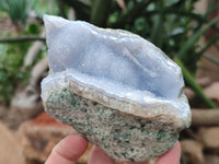 Natural Blue Lace Agate Geode Specimens x 3 From Nsanje, Malawi