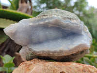 Natural Blue Lace Agate Geode Specimens x 3 From Nsanje, Malawi