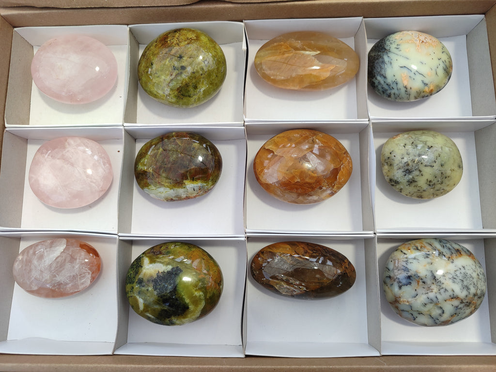 Polished Mix Of Selected Palm Stones x 12 From Madagascar - Toprock Gemstones and Minerals 