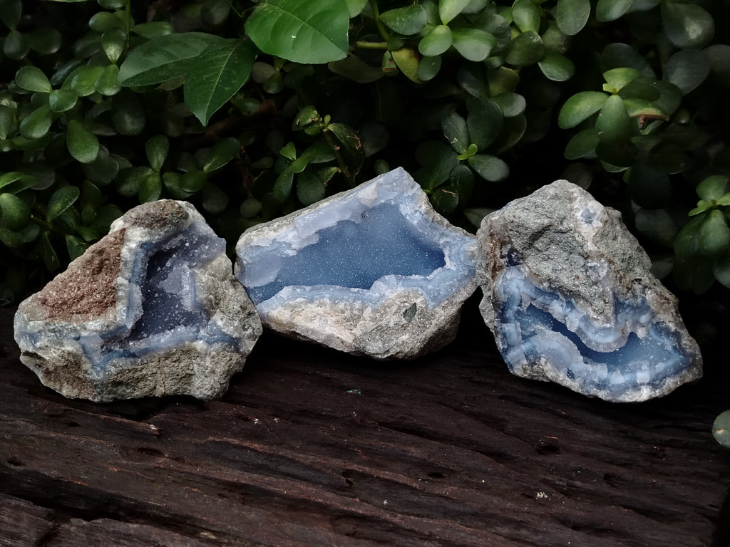 Natural Blue Lace Agate Geode Specimens x 6 From Nsanje, Malawi - Toprock Gemstones and Minerals 