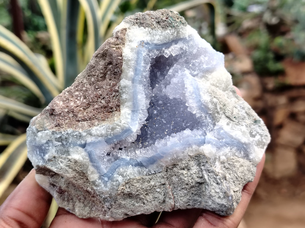 Natural Blue Lace Agate Geode Specimens x 6 From Nsanje, Malawi - Toprock Gemstones and Minerals 