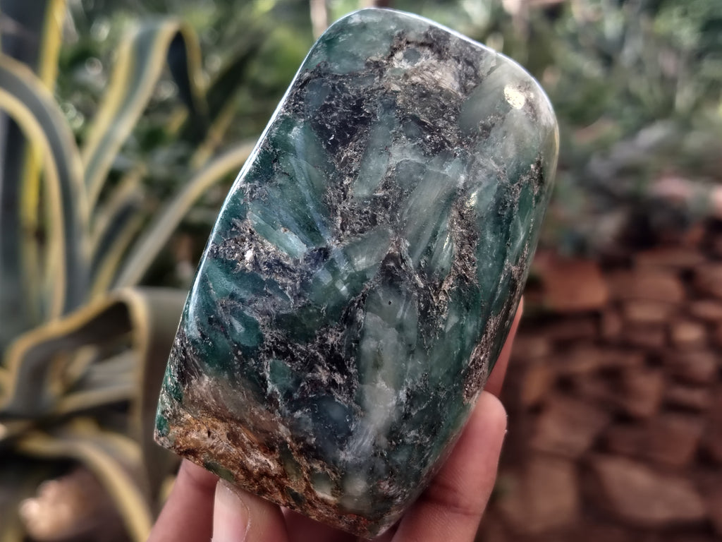 Polished Emerald Mica In Matrix Standing Free Forms x 2 From Mutoko, Zimbabwe - Toprock Gemstones and Minerals 