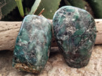 Polished Emerald Mica In Matrix Standing Free Forms x 2 From Mutoko, Zimbabwe - Toprock Gemstones and Minerals 