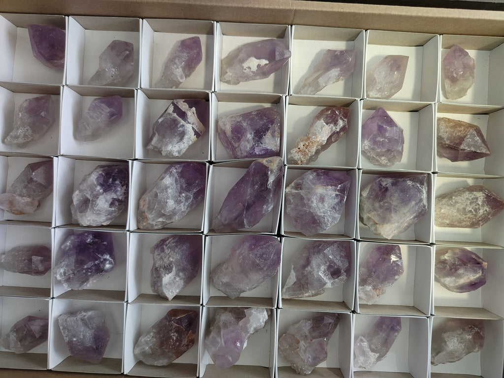 Natural Jacaranda Amethyst Single Quartz Crystals x 35 From Mumbwa, Zambia - Toprock Gemstones and Minerals 