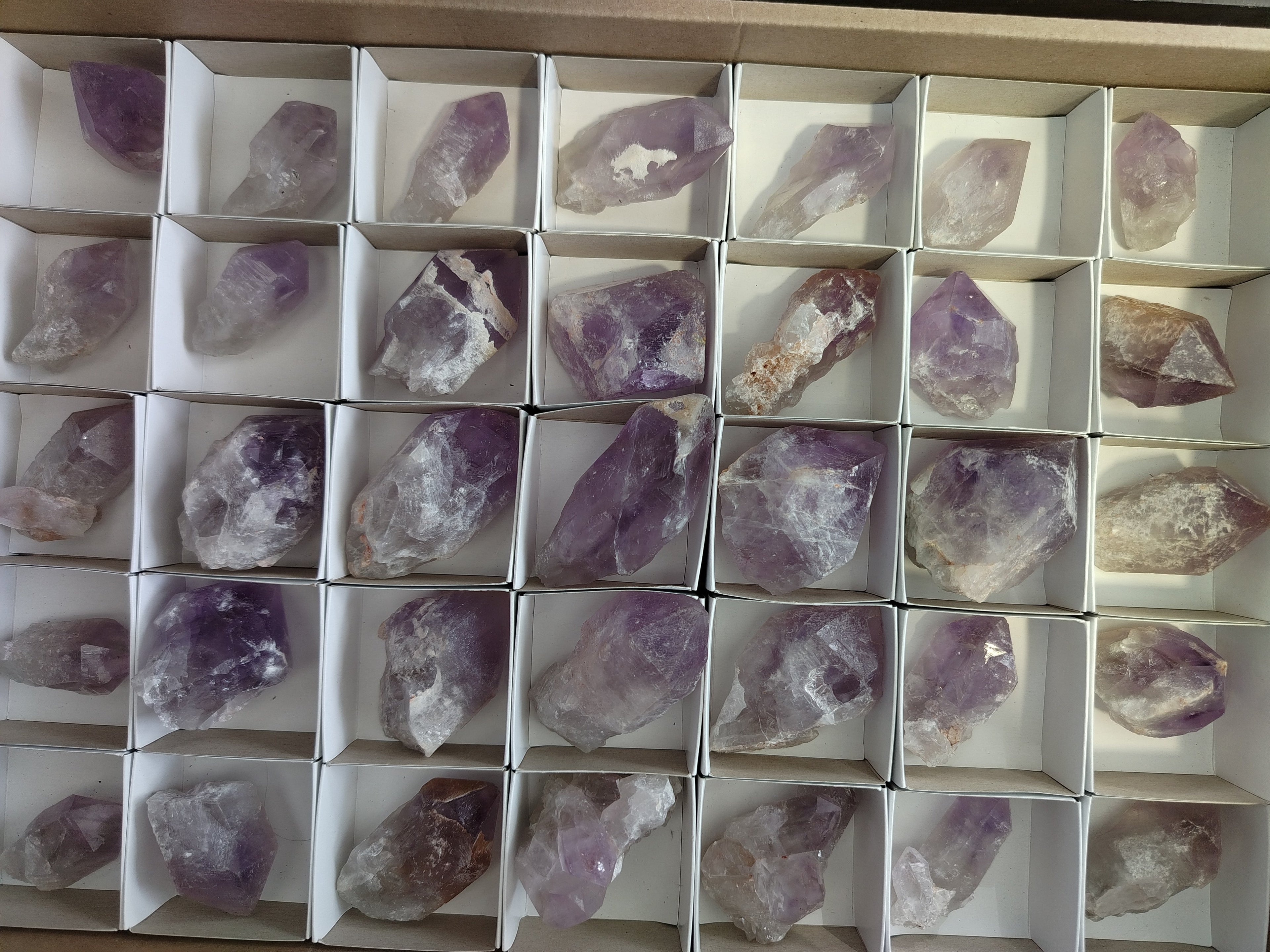 Natural Jacaranda Amethyst Single Quartz Crystals x 35 From Mumbwa, Zambia - Toprock Gemstones and Minerals 