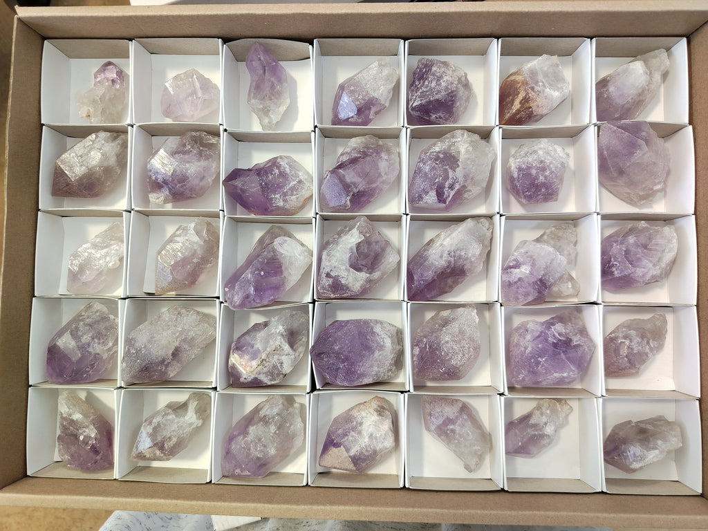 Natural Jacaranda Amethyst Single Quartz Crystals x 35 From Mumbwa, Zambia - Toprock Gemstones and Minerals 