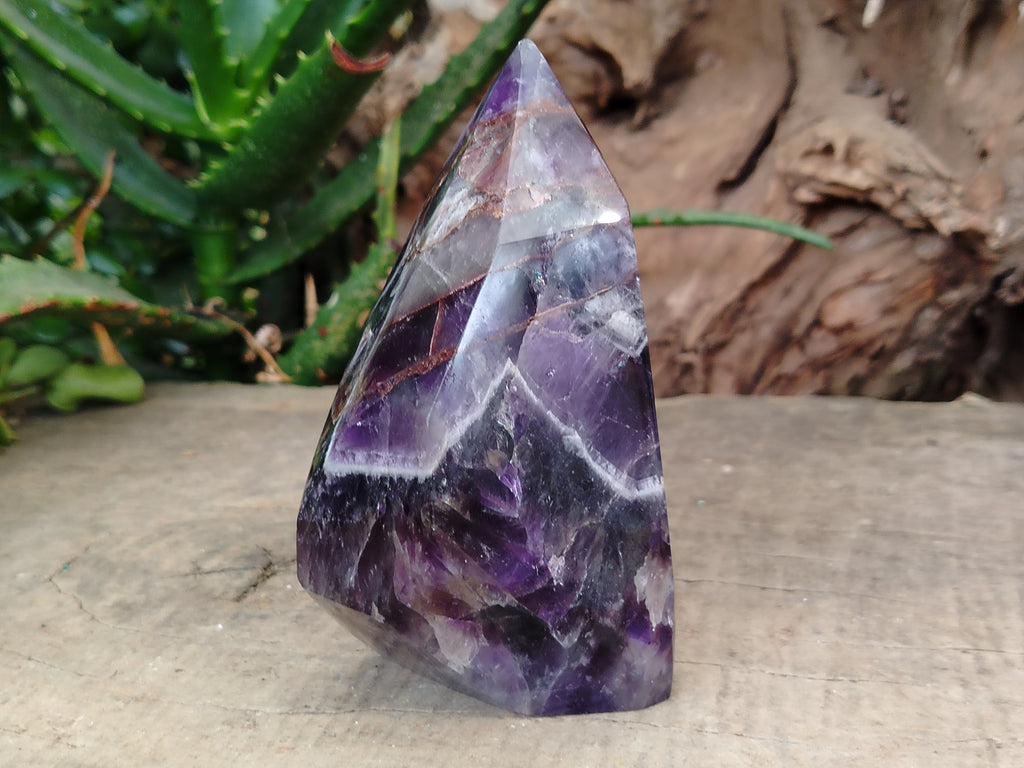 Polished Chevron Amethyst Points x 2 From Ankazobe, Madagascar - Toprock Gemstones and Minerals 