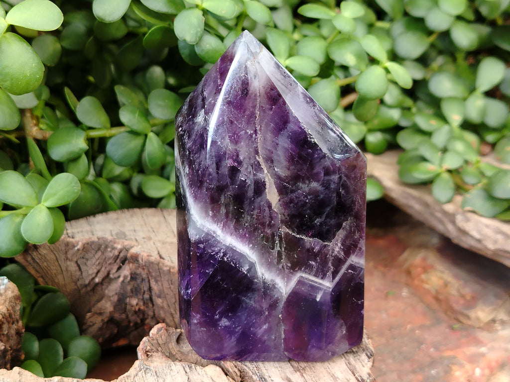 Polished Chevron Amethyst Points x 2 From Ankazobe, Madagascar - Toprock Gemstones and Minerals 