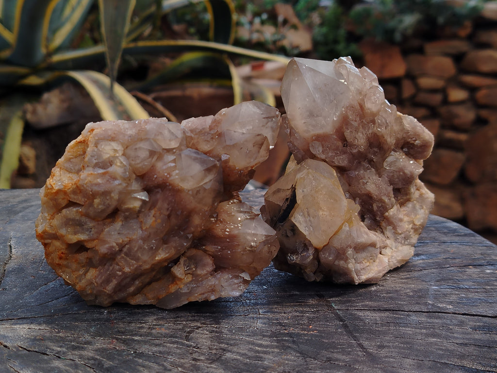 Natural Smokey Phantom Quartz Clusters x 3 From Luena, Congo - Toprock Gemstones and Minerals 