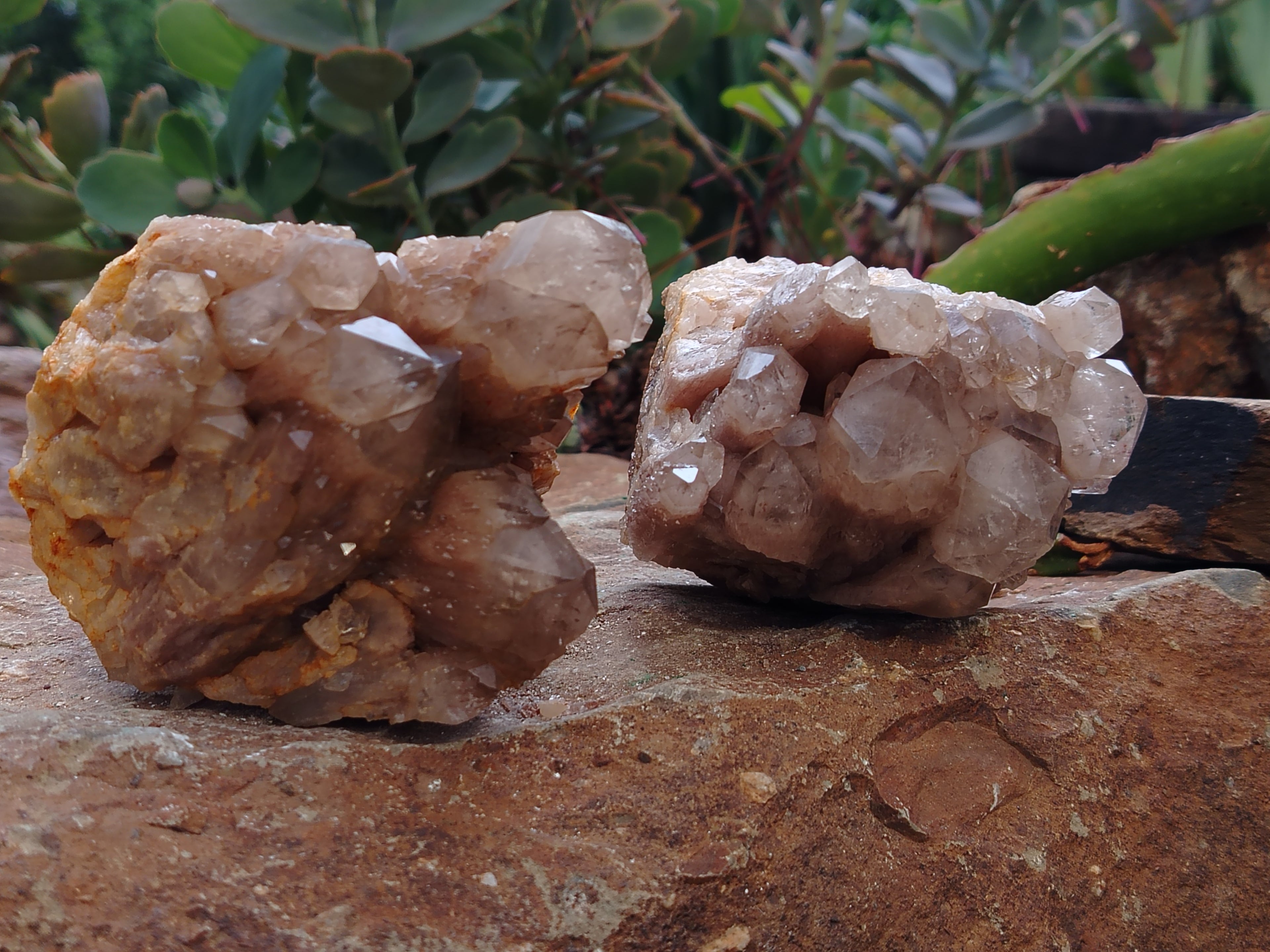Natural Smokey Phantom Quartz Clusters x 3 From Luena, Congo - Toprock Gemstones and Minerals 
