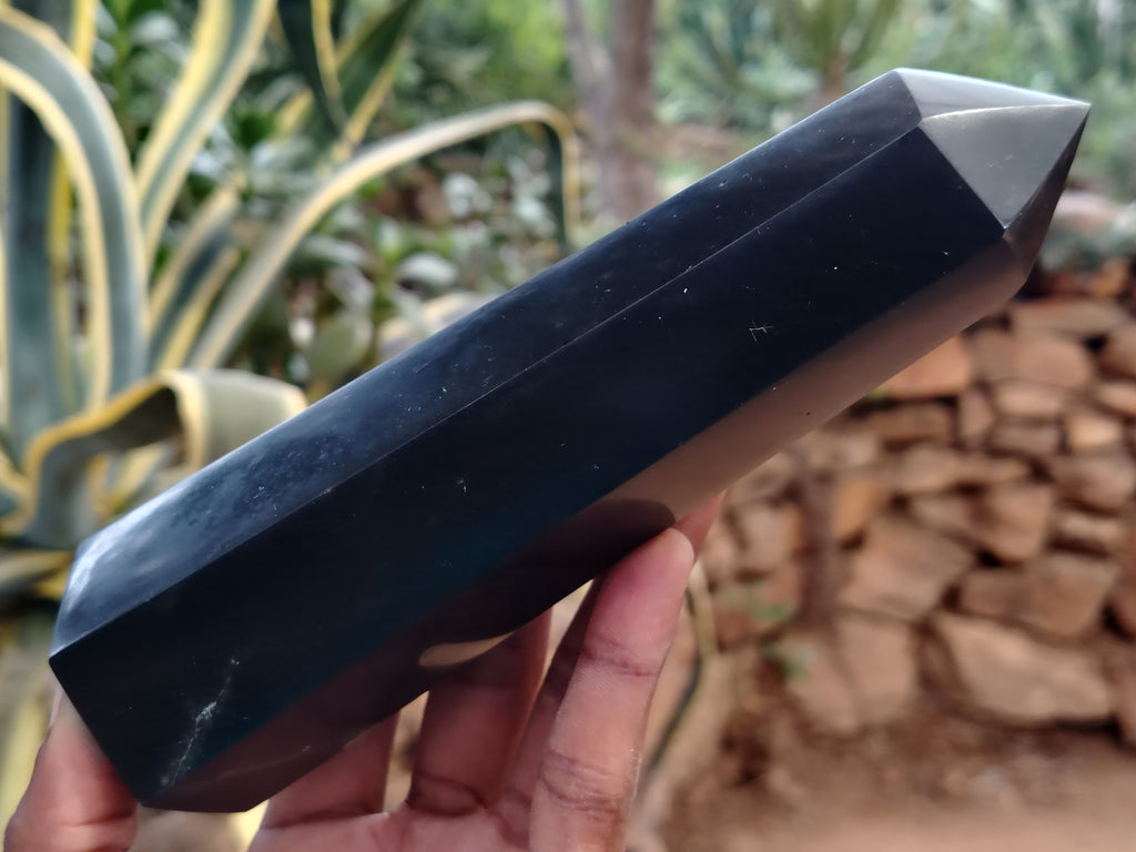 Polished Black Basalt Points x 3 From Antsirabe, Madagascar - Toprock Gemstones and Minerals 