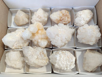 Natural White Candle Quartz Clusters x 12 From Madagascar