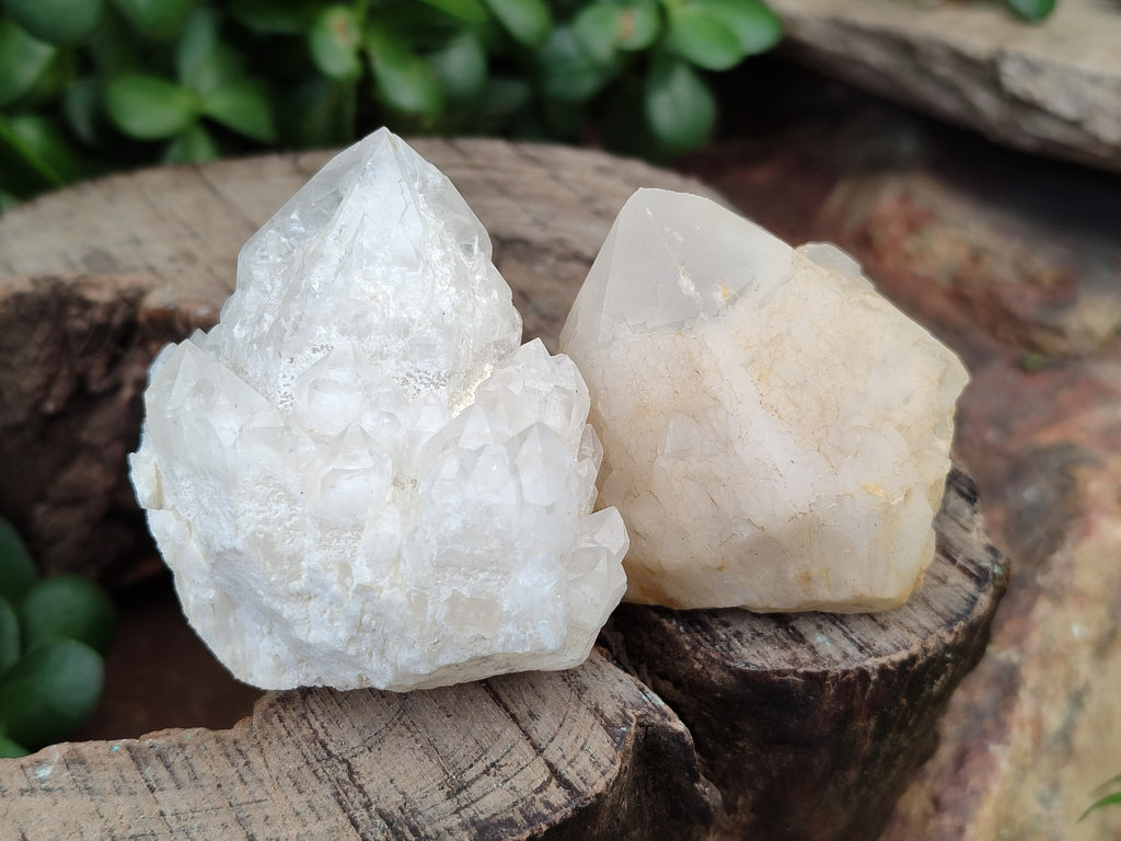 Natural White Candle Quartz Clusters x 12 From Madagascar - Toprock Gemstones and Minerals 