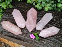 Polished Double Terminated Rose Quartz Points x 6 From Ambatondrazaka, Madagascar