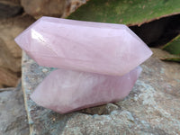 Polished Double Terminated Rose Quartz Points x 6 From Ambatondrazaka, Madagascar