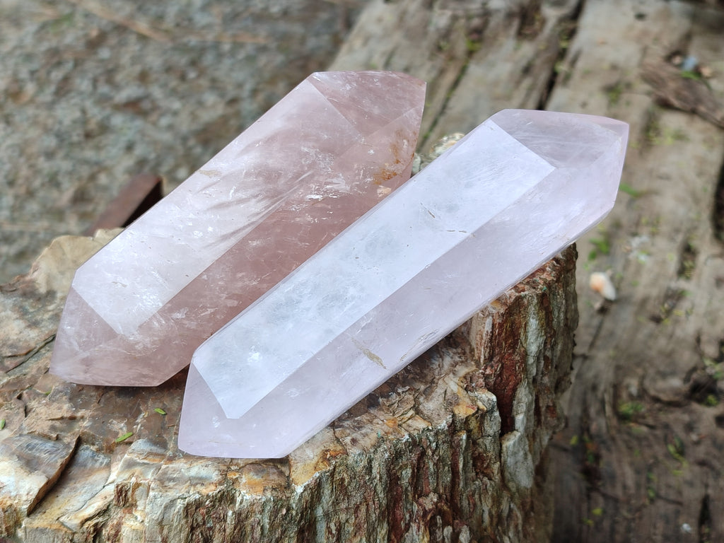 Polished Double Terminated Rose Quartz Points x 6 From Ambatondrazaka, Madagascar - Toprock Gemstones and Minerals 