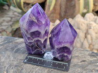 Polished Chevron Amethyst Points x 4 From Zambia