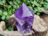 Polished Chevron Amethyst Points x 4 From Zambia