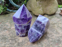 Polished Chevron Amethyst Points x 4 From Zambia