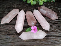 Polished Double Terminated Rose Quartz Points x 6 From Ambatondrazaka, Madagascar