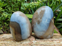 Polished Banded and Carnelian Agate Standing Free Forms x 3 From Madagascar