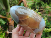 Polished Banded and Carnelian Agate Standing Free Forms x 3 From Madagascar