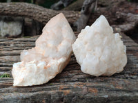 Natural White Cascading Fir Tree Candle Quartz Cluster x 6 From Madagascar