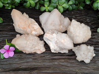 Natural White Cascading Fir Tree Candle Quartz Cluster x 6 From Madagascar
