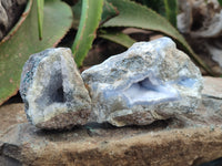 Natural Blue Lace Agate Geode Specimens x 12 From Nsanje, Malawi