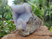 Natural Blue Lace Agate Geode Specimens x 3 From Nsanje, Malawi