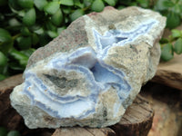 Natural Blue Lace Agate Geode Specimens x 3 From Nsanje, Malawi