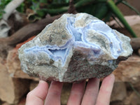 Natural Blue Lace Agate Geode Specimens x 3 From Nsanje, Malawi
