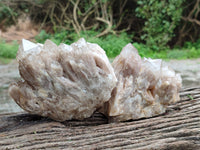 Natural Smokey Phantom Quartz Clusters x 2 From Luena, Congo - Toprock Gemstones and Minerals 